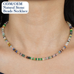 שרשרת חרוזים צבעונית מאבן טבעית בסגנון וינטג' בהתאמה אישית לנשים, בסגנון בוהמי תוסס, מצופה זהב 18 קראט, ללבישה יומיומית - Product Image 1