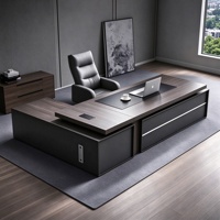 Bureau de direction modulaire de luxe en forme de L, mobilier de bureau robuste pour cadre supérieur