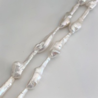 Chaîne de perles baroques naturelles d'eau douce Flame & Biwa, perles semi-finies entièrement percées pour collier direct