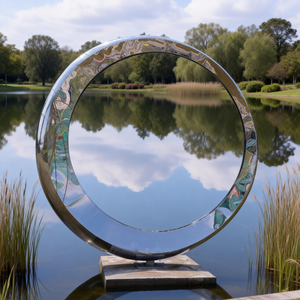 Senzhao New Design Stainless Steel Ring Sculpture High Quality Outdoor Statue Sculpture - Product Image 2