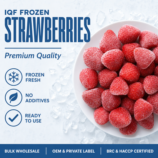 Naturally Sweet IQF Frozen Strawberries Whole Complete Natural Color Fruit 24 Months Shelf Life 10kg per Box Bulk Pack