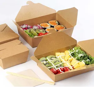 डिस्पोजेबल कस्टम मुद्रित क्राफ्ट खाद्य के लिए दोपहर के भोजन के खाद्य कागज बॉक्स