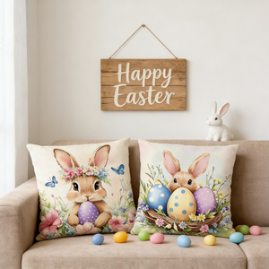 Fodera per cuscino quadrata moderna <span class=keywords><strong>con</strong></span> stampa di lettere e uova di Pasqua, per divano, camera da letto, casa - Vendita calda per dropshipping - Product Image 4