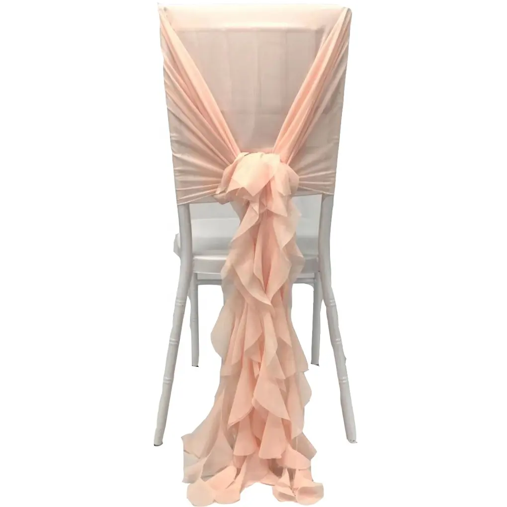 Chair Sashes Elegant Curly Willow Chiffon Ruffled Chair Sash For Wedding