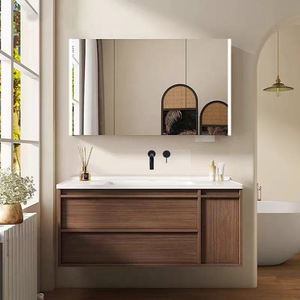 New ceramic integrated basin smart solid wood bathroom cabinet combination wash basin wash basin <b>table</b> - Product Image 2