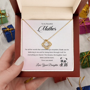 To My Beautiful Mother Silver Love Knot Pendant <b>Necklace</b> with Custom Text Card-Mother's Day Gift <b>Daughter</b> UIONEN Craft DIY 519 - Product Image 1