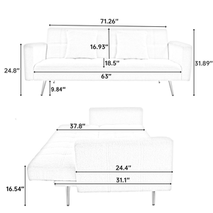 Canapé-lit <span class=keywords><strong>convertible</strong></span> moderne, pliable, inclinable, en tissu, avec cadre en bois, pour appartement, salon - Product Image 4