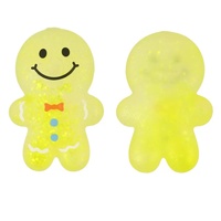 Jouet Squishy Homme en Pain d'Épices Pailleté Transparent à Sequins Anti-Stress à Rebond Lent Dessin Animé de Noël en TPR Souple
