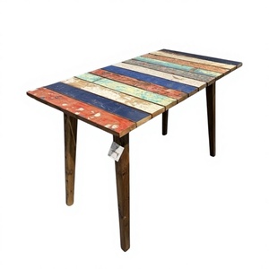 Mesa de Comedor Rectangular de Madera Maciza de Teca Resistente a los Rayos UV, Estilo Rústico, Hecha a Mano, Desmontable, para Exteriores, Marca DIVADI DT Gap KD - Product Image 1