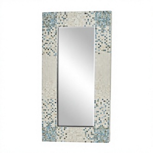Miroir de salle de bain rectangulaire en nacre de haute qualité, rustique, écologique, à suspendre au mur, taille et couleur personnalisables, Glovimex, décoration intérieure - Product Image 1