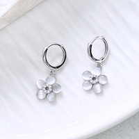 Koreanische Mode Statement Süße Vierblättrige Kleeblume Zirkon Vergoldete 925 Silber Ohrringe Schmuck Luxus Klassisch Party