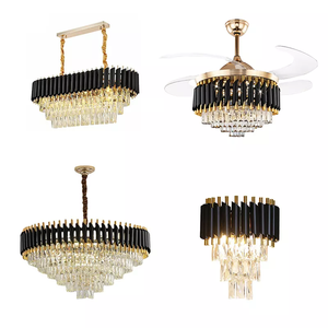 Juego Completo de Lámparas de Cristal para Decoración del Hogar, Estilo Europeo, para Hotel o Apartamento, Nueva Lámpara de Cristal Negra y Dorada con LED <span class=keywords><strong>2022</strong></span> - Product Image 1
