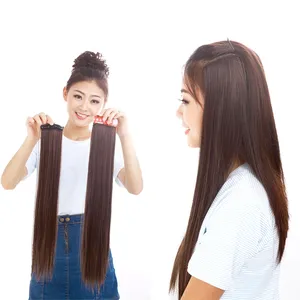 Zoesoul Ombre Gray color Straight 24inch Synthetic Clip in Hair Ponytails Extensions