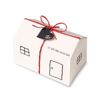 Valentine's Day Gift Box White Kraft Paper House Shape Gift Small Candy Box Cookies Package