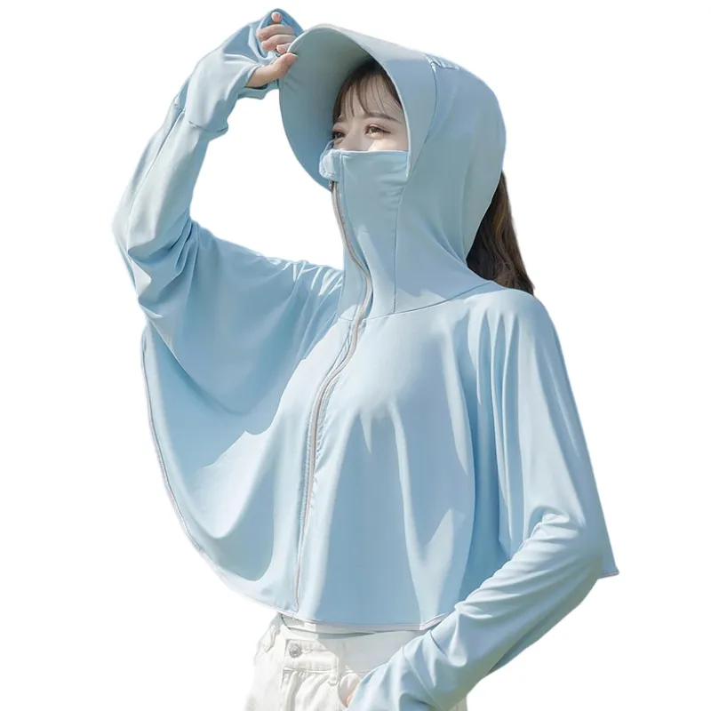 Ff1041 Zomer Upf 50 + Damesjack Lange Mouw Zonwering Hoodie Outdoor Activiteiten Koele Zonwering Kleding