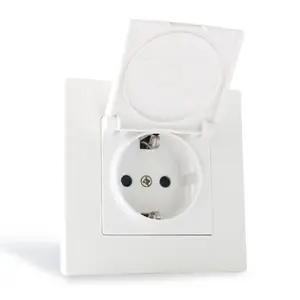 EU Standard White Black Color German Schuko Socket with WaterProof IP44 230V 16A Home Electrical Wall Switch And Socket