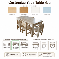 Ensemble table et chaises pour enfants en bois massif, 5 pièces, 1 table et 4 chaises, pin naturel, pour maternelle, école maternelle, garderie, salle de classe