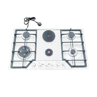 Table de cuisson combinée gaz et électrique pour la maison, 4 brûleurs gaz + 2 plaques chauffantes électriques, cuisinière encastrable gaz et électrique, plaque de cuisson en acier inoxydable