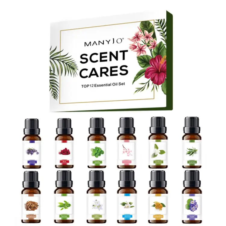 Conjunto de presente de óleo essencial 12pcs, ambientador 100% puro, natural, orgânico, umidificador de 10ml, ideal para presente, novidade, oferta imperdível