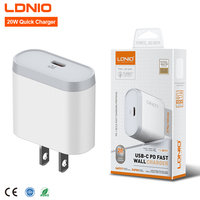 Cargador de Pared LDNIO Q111 Original al por Mayor, Adaptador USB Tipo C PD de 20 W, Cargador Rápido para Teléfono Celular, Cargador de Energía para Teléfono Móvil