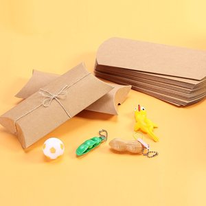 Kraft Pillow Boxes 6.3x3.4x1.3 in 25 <b>Pack</b> with Jute Twines <b>Paper</b> Gift Boxes for Candy Craft Wedding Party Favor Packaging - Product Image 1