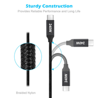 Cable de Datos USB C Tipo C Trenzado de Alta Calidad al por Mayor, 1m 2m, 240w 5a, Carga Rápida, Transferencia de Datos de 480mbps