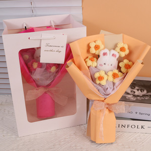 Bouquet <span class=keywords><strong>di</strong></span> Peluche a Forma <span class=keywords><strong>di</strong></span> Coniglio dei Desideri per Compleanno e Tanabata, con Fiori Lavorati a Maglia, per Amici e Fidanzate - Product Image 5