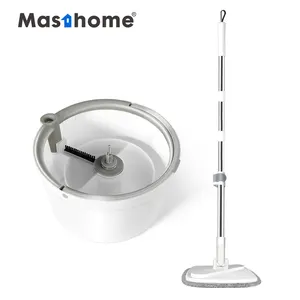 Masthome-fregona de microfibra 2 en 1 para suelo plano, juego de cubo y fregona giratoria