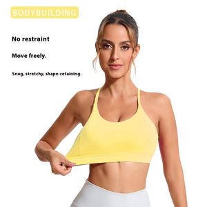 Hochunterstützender, stoßfester Sport-BH mit überkreuzten Doppel-Schulterträgern, atmungsaktiv, herausnehmbare Polster, Rundhalsausschnitt, Spandex/Nylon, für Yoga und Sport - Product Image 2