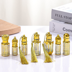 Precio de fábrica 3ml 6ml 12ml Galvanizado Mini Attar Árabe Vidrio decorativo Botellas de aceite esencial Perfume Roll en botella - Product Image 1