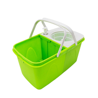 Ensemble serpillière et seau rotatif à 360° avec 2 têtes de serpillière en microfibre, système d'essorage facile à presser à la main pour le nettoyage des sols en bois dur et carrelage