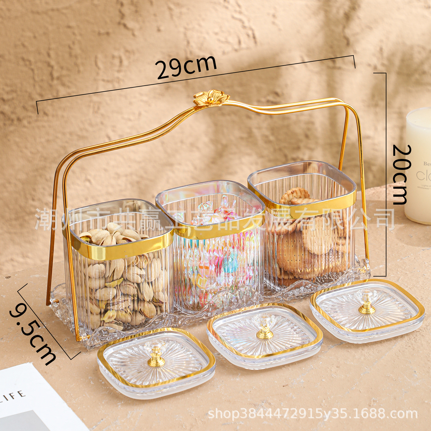 Transparent triple-sealed container (with tray and iron frame)