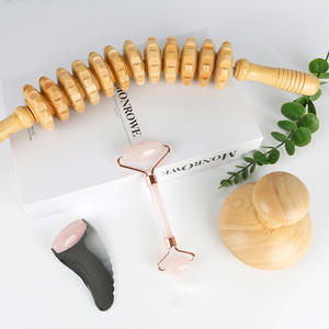 Jade Powder Crystal Roller <span class=keywords><strong>Massage</strong></span> gerät Doppel köpfige Holz rolle für Gesichts akupunkt Entspannung Gesichts <span class=keywords><strong>massage</strong></span> Kamm Gerät - Product Image 2