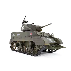 COOLBANK 새로운 RC 탱크 6-8km 360 도 포탑 회전 RC 장난감 USArmy M5A1 스튜어트 라이트 탱크 1/16 스케일 모델 탱크 취미 선물 DIY