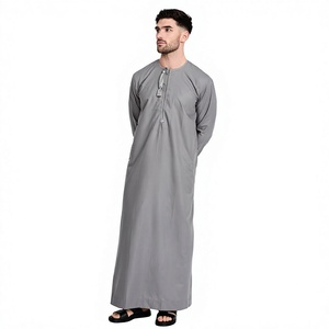 High Quality Ethnic Muslim <b>Thobe</b> Thawb Arab <b>Men</b> Plus Size Breathable Polyester Flared Loose Fit Long Sleeve Ankle All Seasons - Product Image 1