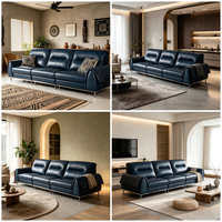 Ensemble de canapés en cuir véritable et bois pour salon, canapé nuage en cuir pleine fleur, mobilier de salon