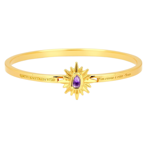 Gold Plated Stainless Steel <b>Bangle</b> With Star Design And Gemstone Center Fine Jewelry - Product Image 2