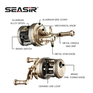 2023 SEASIR JH 9 + 1 roulements 6 aimants de freinage poids léger Durable lisse tout métal laiton engrenage principal longue <span class=keywords><strong>Distance</strong></span> tambour appât bobine - Product Image 3