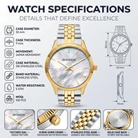 Montre de luxe pour femme avec logo personnalisé, cadran analogique 32 mm, verre en acier inoxydable, quartz, résistance à l'eau 3 ATM, mode OEM/ODM