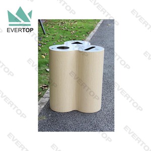 SD-53 재활용 휴지통 3칸 쓰레기통 3칸 분리수거함 나무 무늬 야외용 재활용 휴지통 3 스트림 - Product Image 2