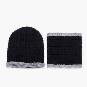 Bonnet en laine tricoté pour hommes et enfants ensemble d'écharpes et bonnets <span class=keywords><strong>de</strong></span> <span class=keywords><strong>ski</strong></span> épais doublés <span class=keywords><strong>de</strong></span> velours doux avec <span class=keywords><strong>cache</strong></span>-<span class=keywords><strong>cou</strong></span> - Product Image 4