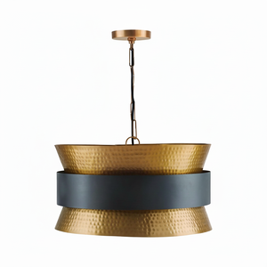 โคมไฟห้อยเพดานทรงกลม AK Brass Hammered Round Metal ทำมือสไตล์โมเดิร์น สีดำ ขนาดใหญ่ สำหรับตกแต่งห้องนั่งเล่นและร้านกาแฟ - Product Image 1