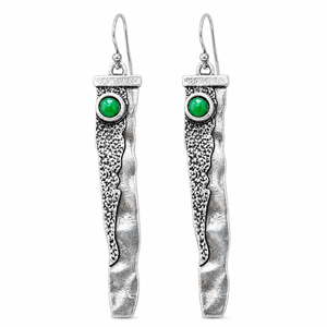 Orecchini Pendenti Vintage a Forma di Mezzaluna Verde con Bordo Dentellato, Gioielli Creativi di Moda per Donne - Product Image 1