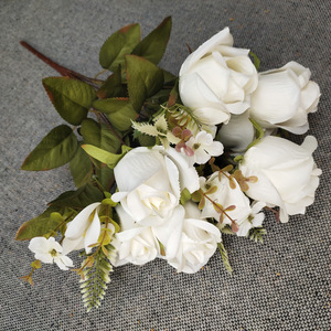 D050835 Artificial <strong>Fake</strong> Flowers Silk Artificial <strong>Roses</strong> 11 Heads Bridal Wedding Bouquet for Home Garden Party Wedding Decoration - Product Image 4