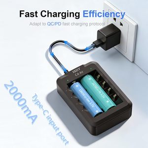 Cargador Inteligente de Baterías C4 Air de 6 Bahías para Baterías 18650, Cargador de Baterías AA AAA con Salida Tipo-C QC3.0 4A 40W para Baterías Recargables AA Lilon 18650 - Product Image 5