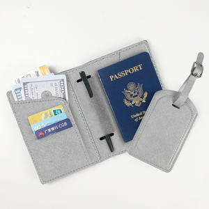 Pasaporte titular de la tarjeta Saffiano PU cuero pasaporte cartera cubierta con ranura para tarjeta de crédito pasaporte titular y etiqueta de equipaje conjunto - Product Image 6