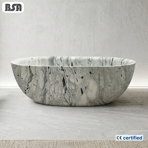 Vasca da Bagno Freestanding in Marmo Grigio Venato di Lusso Moderno, Vasca Artigianale in Pietra Massiccia <span class=keywords><strong>per</strong></span> Decorazione di Ville e Hotel Spa - Product Image 1