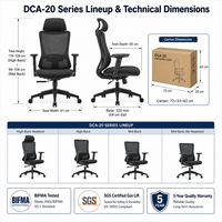 Chaise de bureau ergonomique à dossier haut en maille avec appui-tête, accoudoirs 2D, soutien lombaire réglable, chaises de travail pivotantes