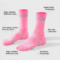 Chaussettes de cyclisme professionnelles personnalisées à séchage rapide, respirantes et réfléchissantes pour la course nocturne et le sport