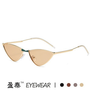แว่นตา แว่นกันแดดทรงแคทอาย กรอบโลหะ UV400 แว่นกันแดดผู้หญิง คลาส 2 เลนส์พีซี สีทอง - Product Image 4